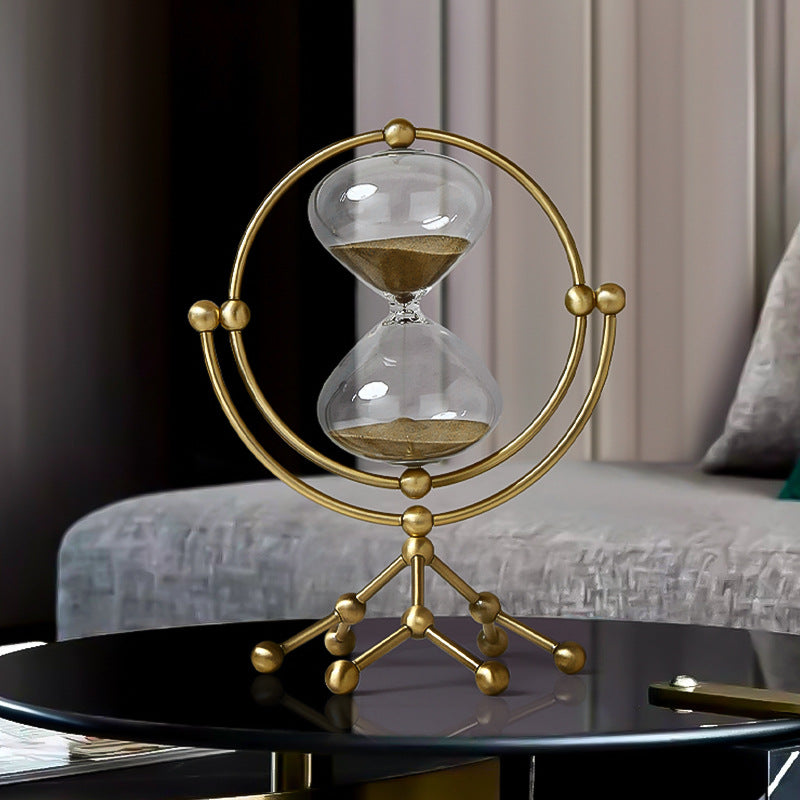 Nordic Light Luxury Rotating Hourglass metal decor for living room, wine cabinet, and home decoration by American Smart EP