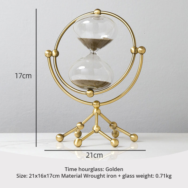 Nordic Light Luxury rotating hourglass made of metal, ideal for living room, wine cabinet, and home decor by American Smart - EP.