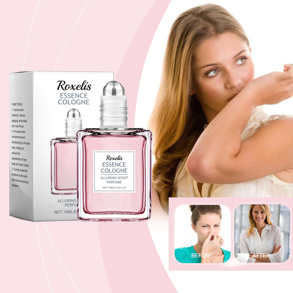 American Smart Pink Rose fragrance essential oil bottle with a natural, fresh floral scent for women.