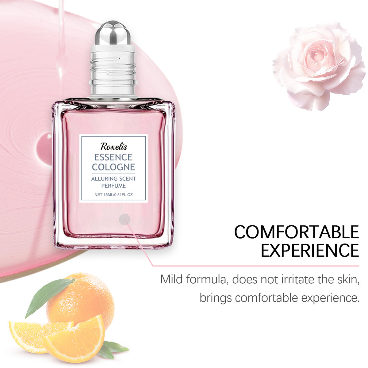 American Smart Pink Rose fragrance essential oil, natural fresh women's eau de toilette bottle with pink rose scent.