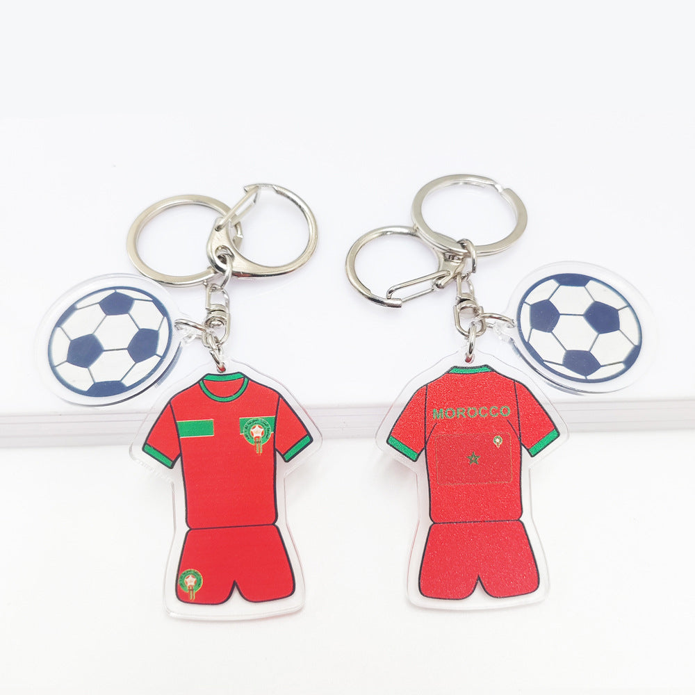 Acrylic football jersey key chain featuring Germany and France flags with football pattern pendant, American Smart - EP souvenir.