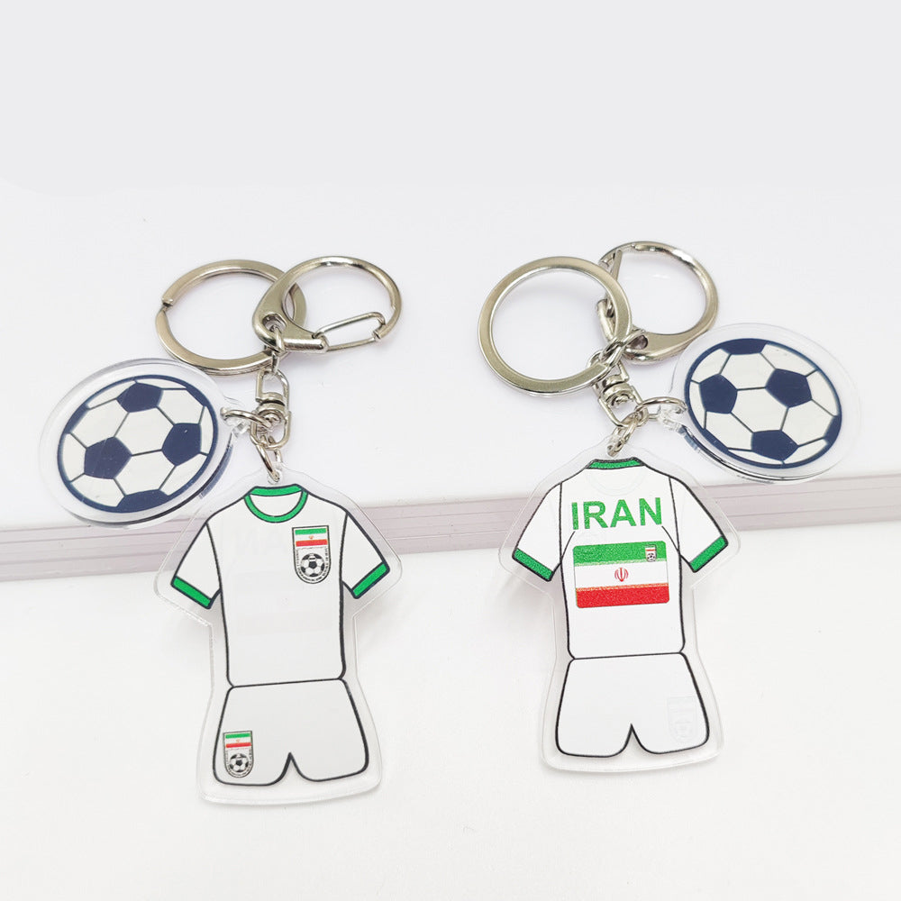 German and French flag key chain with acrylic football pattern pendant, featuring Qatar World Cup souvenir design by American Smart EP