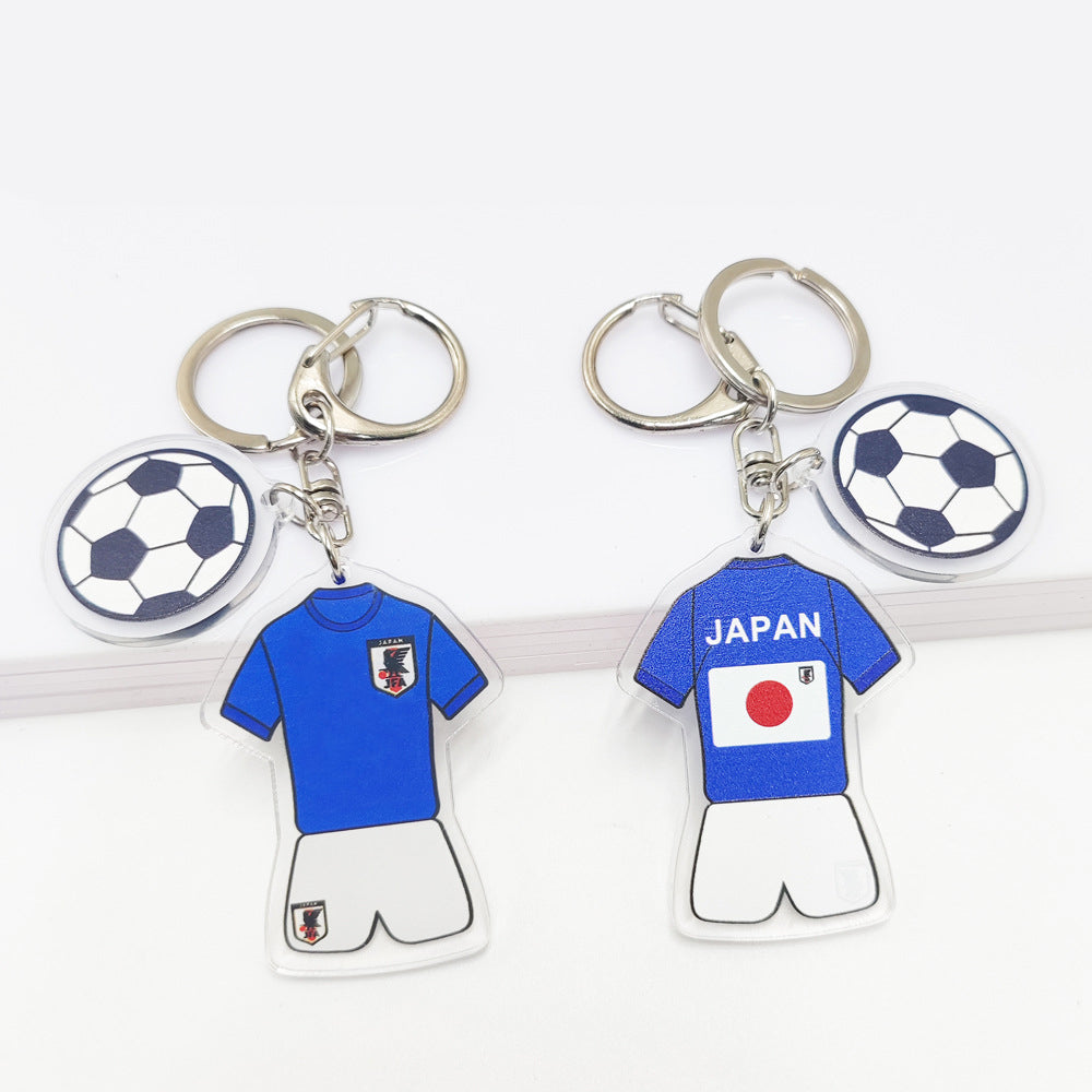 Germany France flag key chain with acrylic football jersey pendant, featuring football pattern, by American Smart EP.