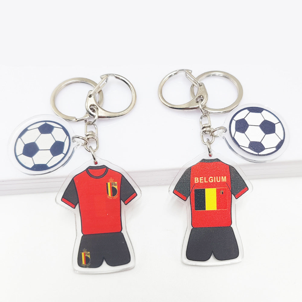 American Smart Qatar Football World Cup souvenir key chain with Germany and France flags, acrylic jersey pendant with football pattern