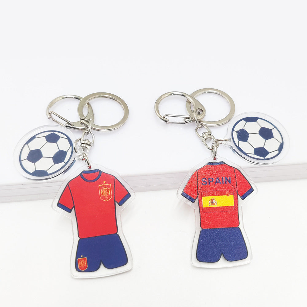 German and French flag football key chain with acrylic jersey and football pattern pendant, featuring Qatar World Cup souvenir design.