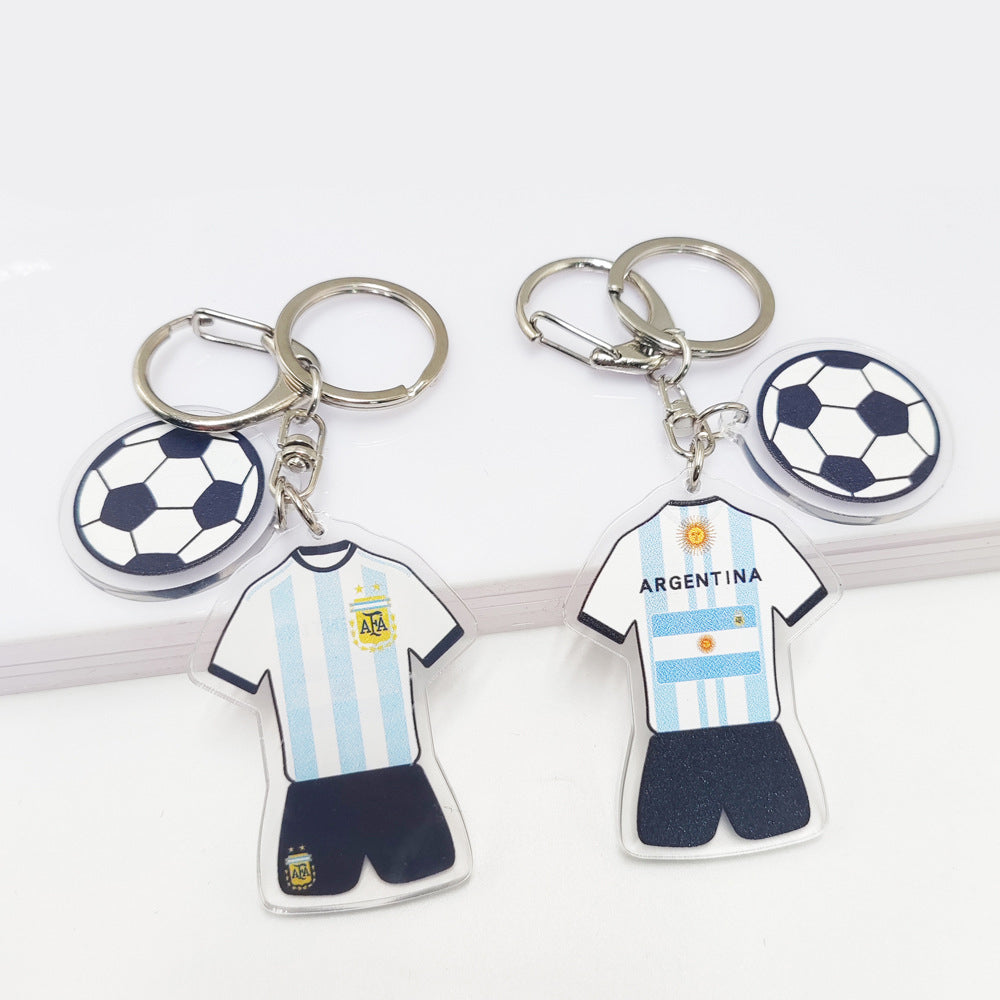 Germany France flag key chain with football pattern pendant, acrylic jersey design, American Smart EP souvenir for Qatar World Cup.