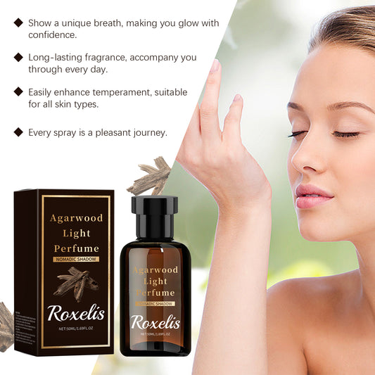 American Smart Roxelis Agarwood Eau De Toilette spray bottle, portable fragrance with natural woody and fresh scent.