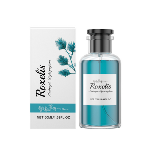 American Smart Roxelis Ambrosia Wood Eau De Toilette featuring a sleek bottle with a natural, fresh wood fragrance for everyday wear.