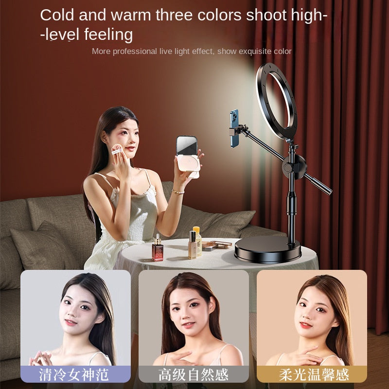Adjustable American Smart EP mobile phone overhead stand with fill light for food photography, drawing, and live streaming.