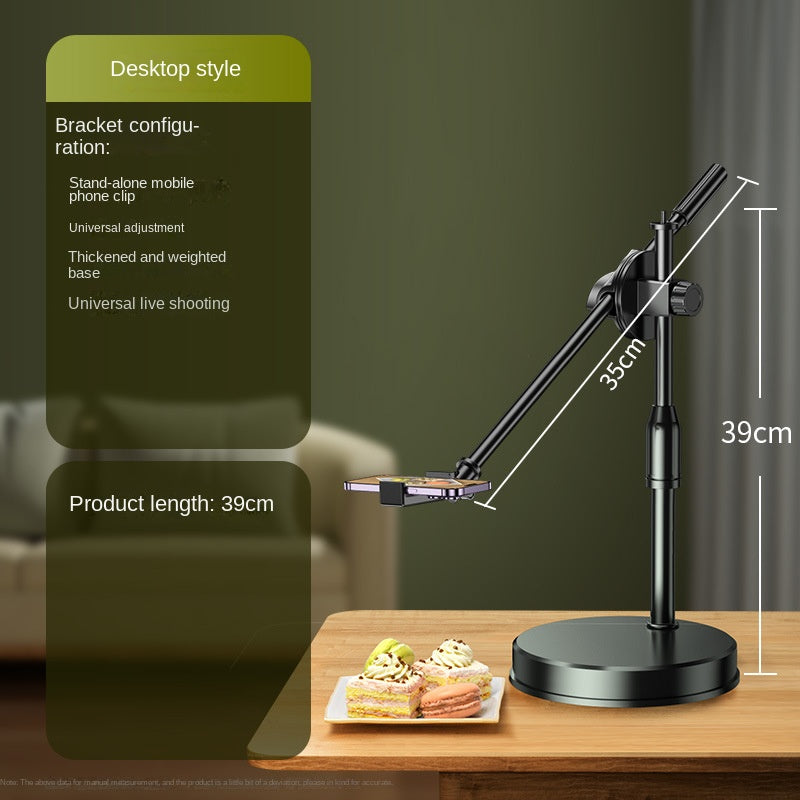 Adjustable American Smart EP mobile phone overhead shooting stand with fill light, ideal for food photography, drawing, and live streaming.