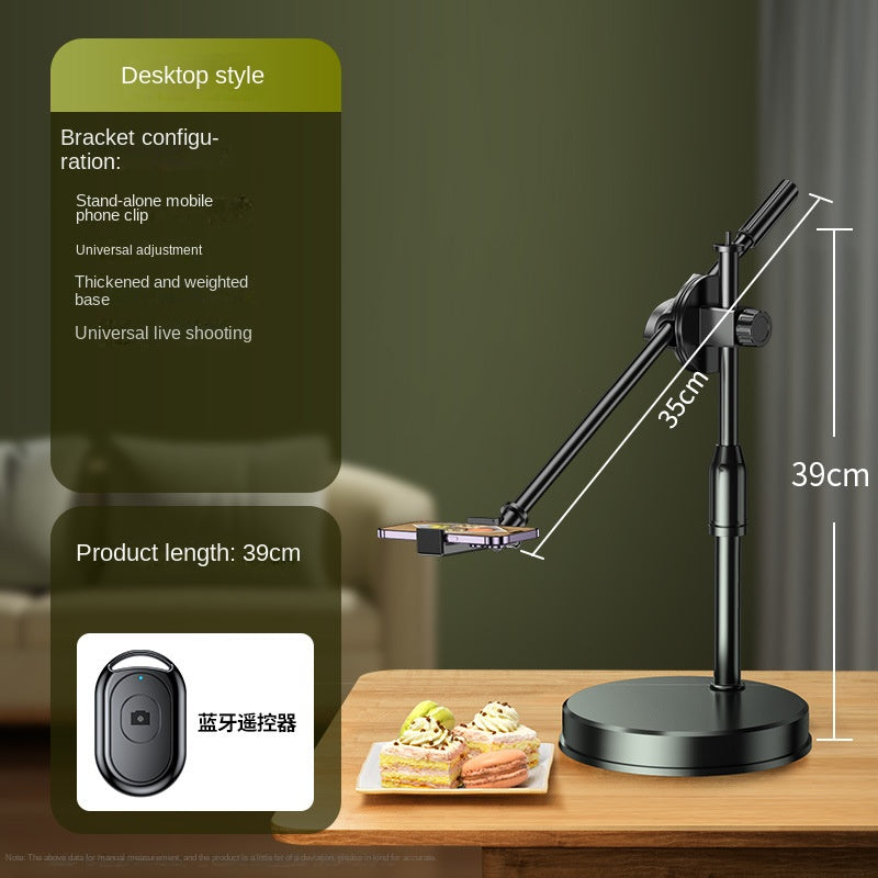Adjustable mobile phone overhead shooting stand with fill light, ideal for food photography, drawing, and live streaming by American Smart EP.