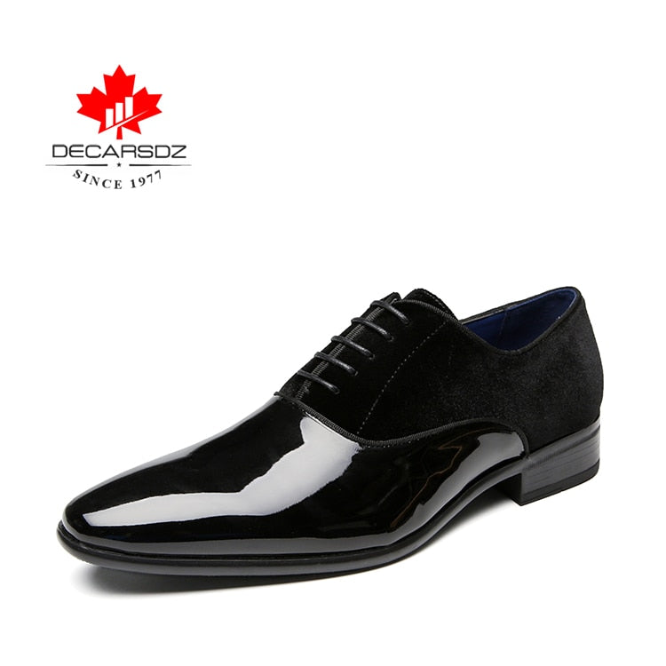 Men's black leather dress shoes by American Smart for spring weddings and office wear, stylish and comfortable business formal footwear.
