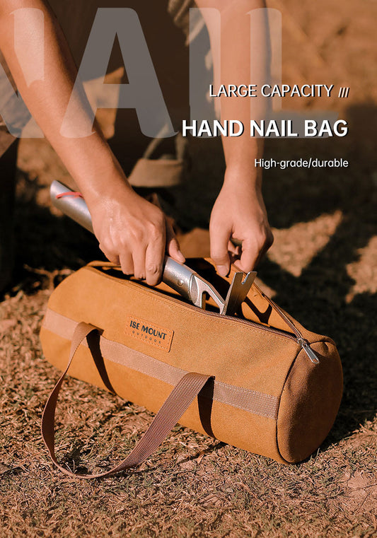 American Smart outdoor camping accessories storage bag with tent wind rope nails and portable cylinder design for camping gear.