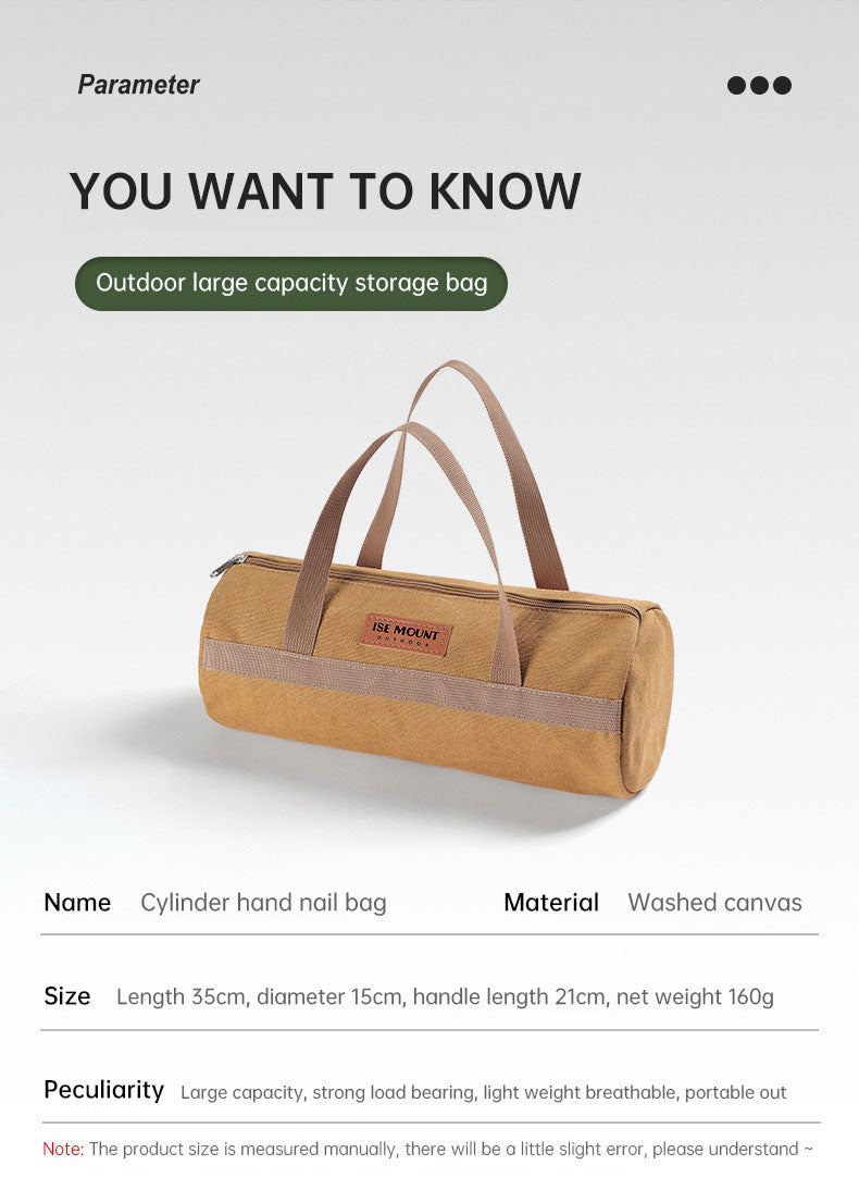 Portable outdoor camping accessories storage bag with compartments for tent wind ropes, nails, and tools, by American Smart EP.