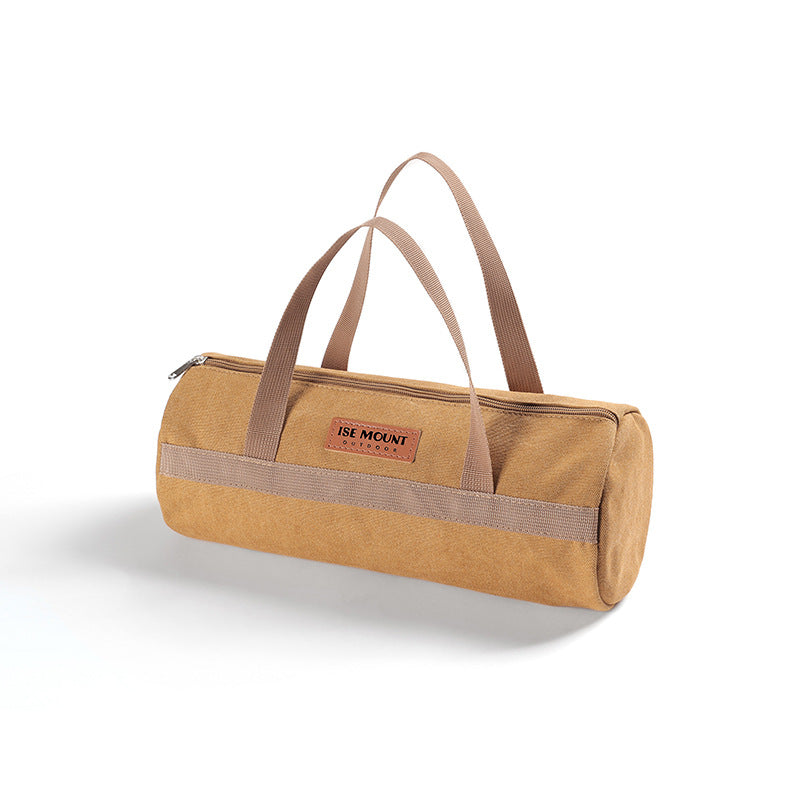 American Smart outdoor camping accessories storage bag with tent wind rope nails and portable cylindrical tool organizer.