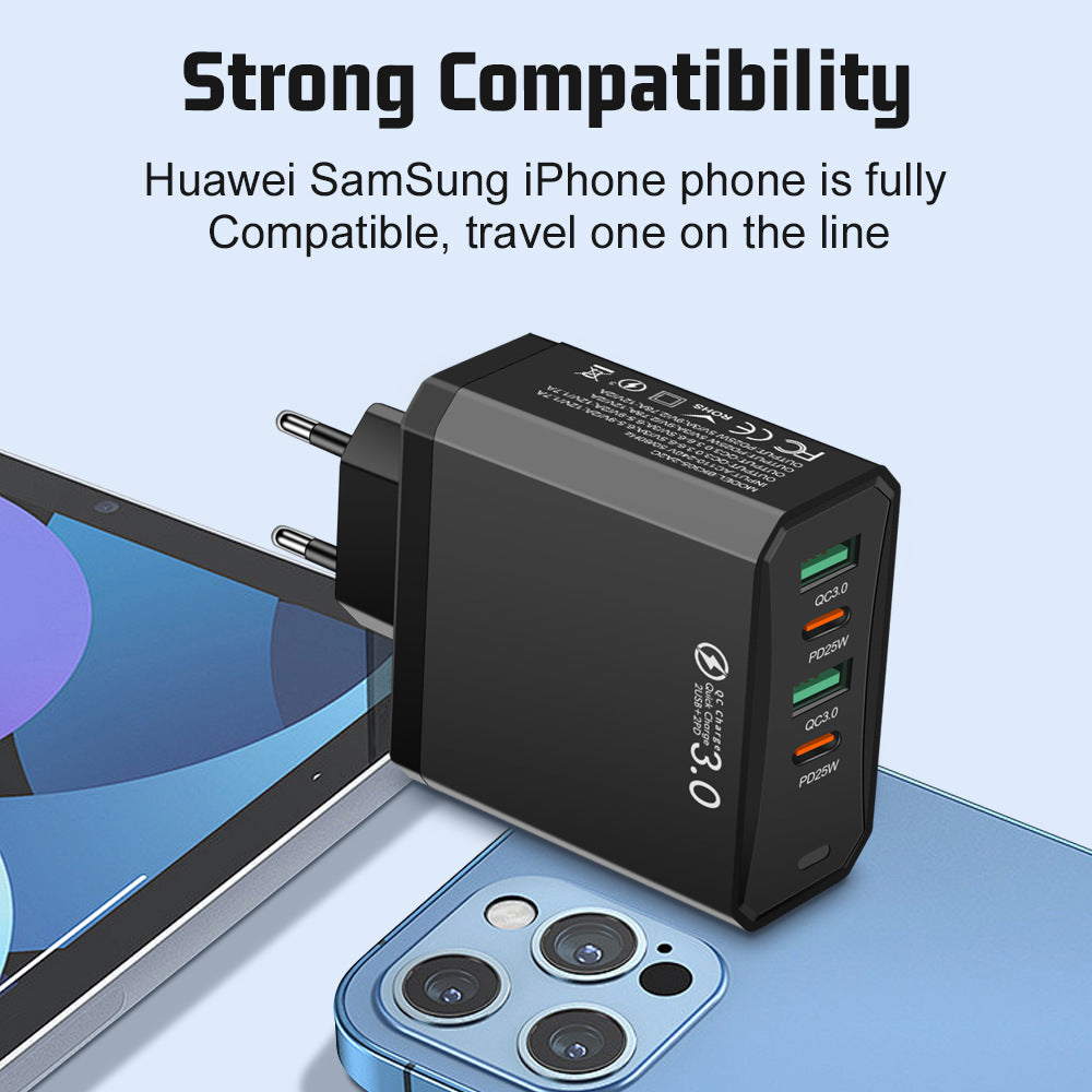 American Smart EP four-in-one 2USB and 2PD mobile phone and tablet charger with European, American, and British plug standards