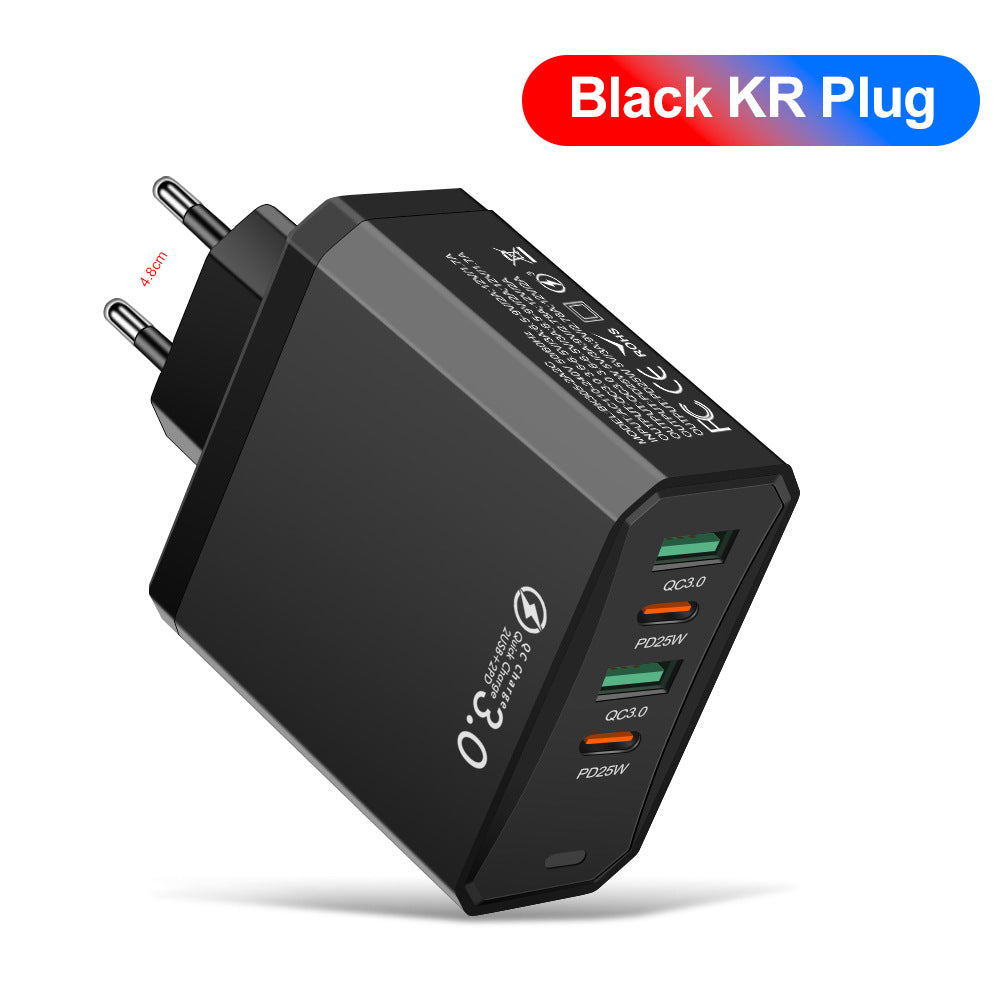 American Smart EP four-in-one 2USB and 2PD mobile phone and tablet charger with European, American, and British plug standards.