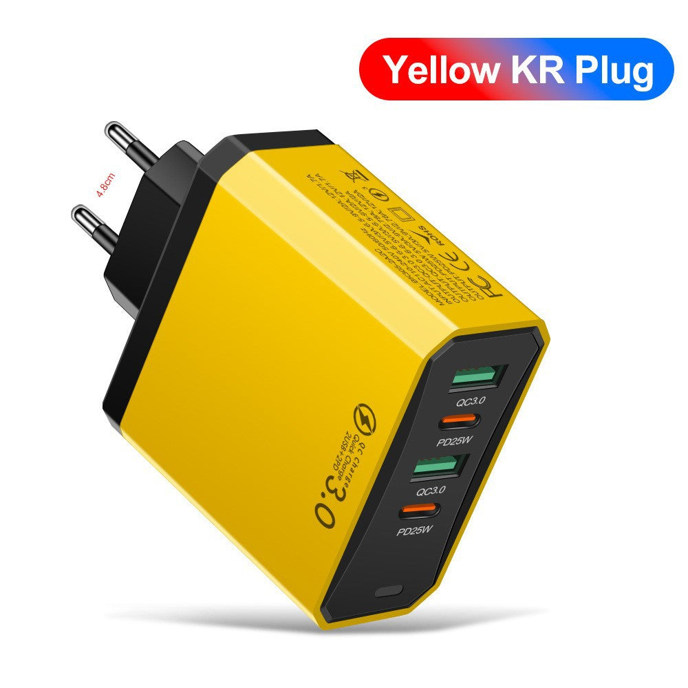 American Smart EP four-in-one 2USB and 2PD mobile phone and tablet charger with European, American, and British plug standards.