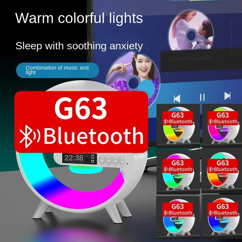 Bluetooth Speaker G63 Colorful Lights Clock Wireless Charging Multifunctional Bluetooth Speaker Colorful Atmosphere Alarm Clock - American Smart