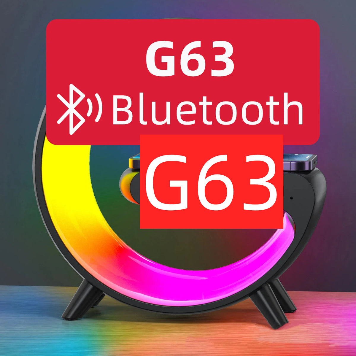 Bluetooth Speaker G63 Colorful Lights Clock Wireless Charging Multifunctional Bluetooth Speaker Colorful Atmosphere Alarm Clock - American Smart