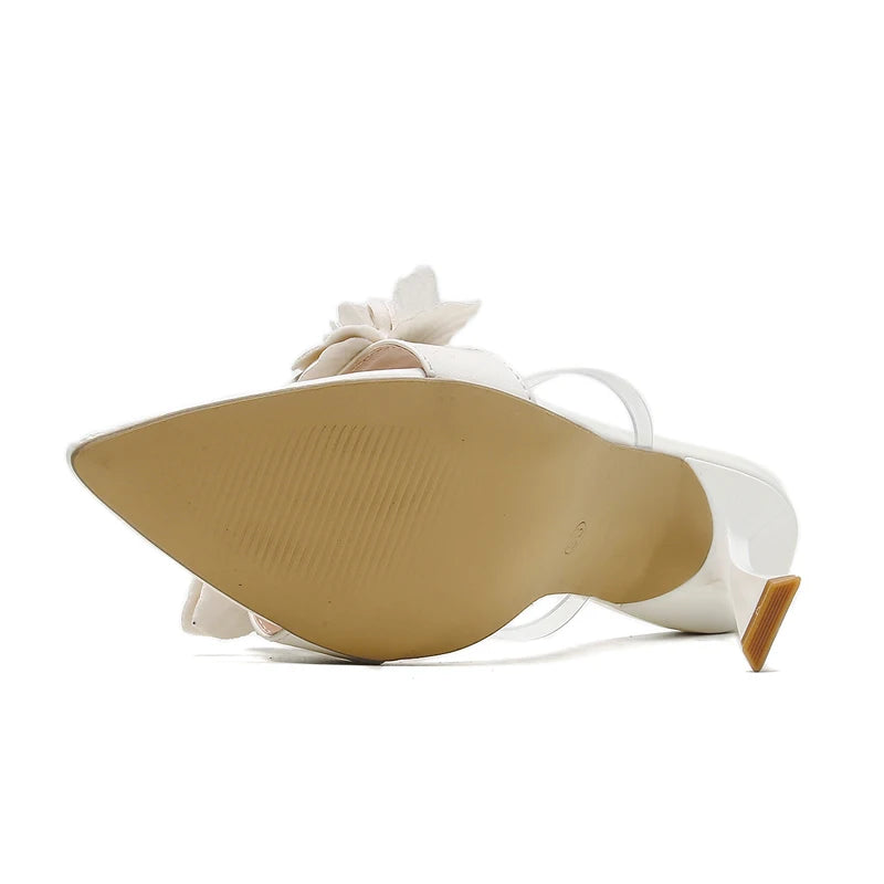Eilyken Summer PVC Transparent Flower Sexy Pointed Toes Thin Heels Slippers Woman Dress Party Mules Slides Shoes Zapatos De Muje - American Smart