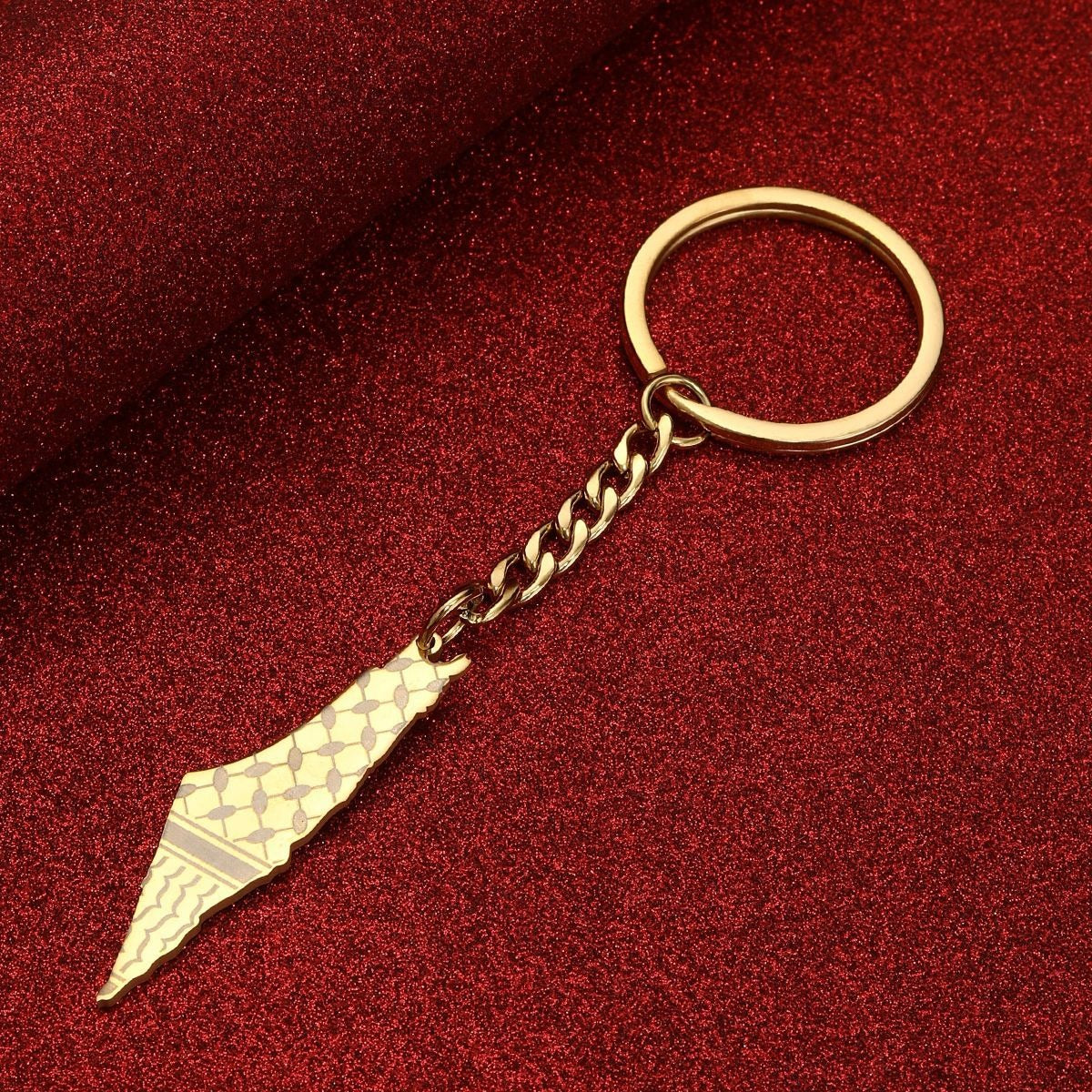 Palestine map flag drip oil stainless steel keychain with keys, featuring American Smart - EP branding for men and women.