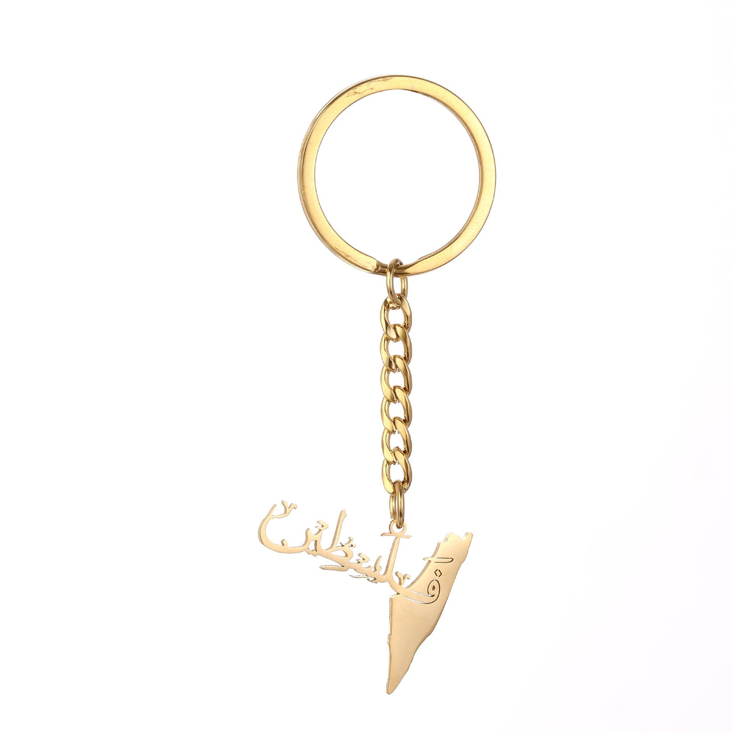 Palestine map flag drip oil stainless steel keychain with engraved design, suitable for men's and women's keys, by American Smart EP.