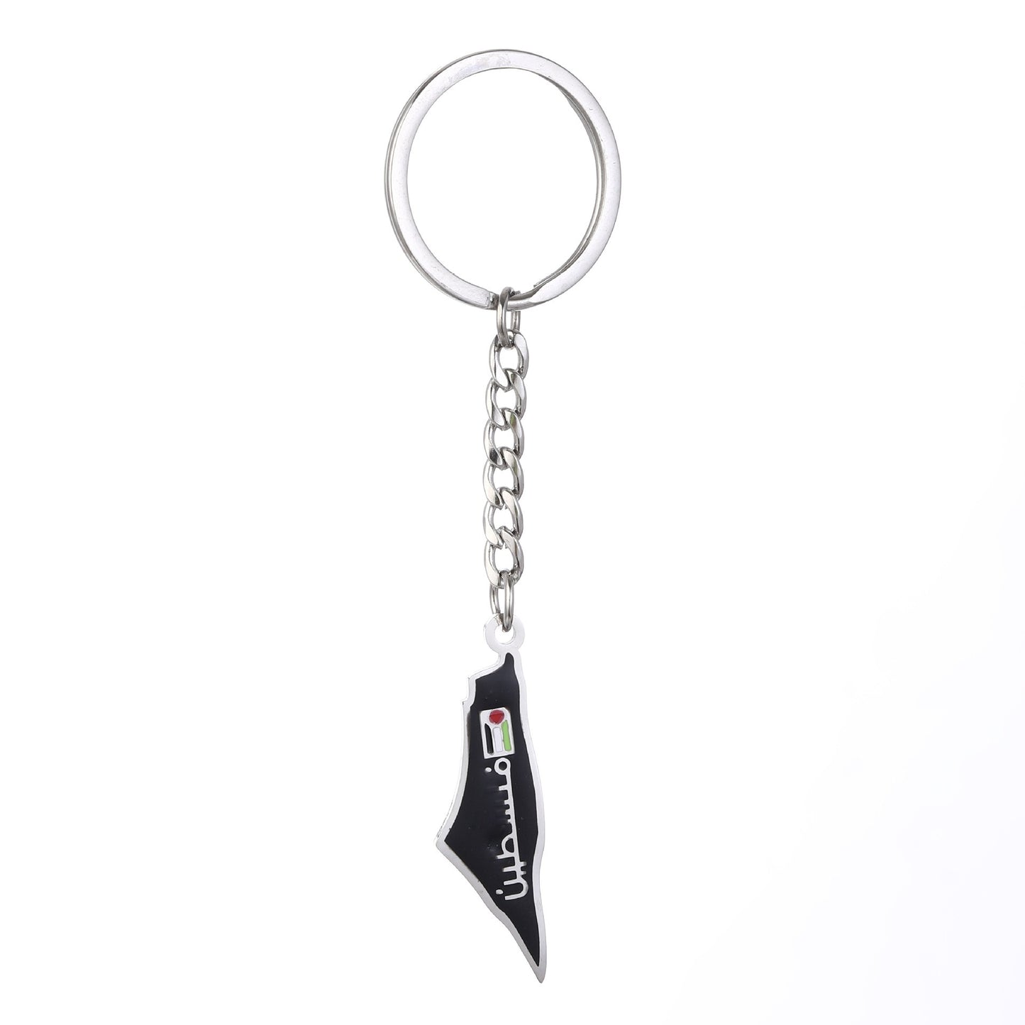 Stainless steel keychain featuring a Palestine map flag design by American Smart - EP, suitable for men and women.