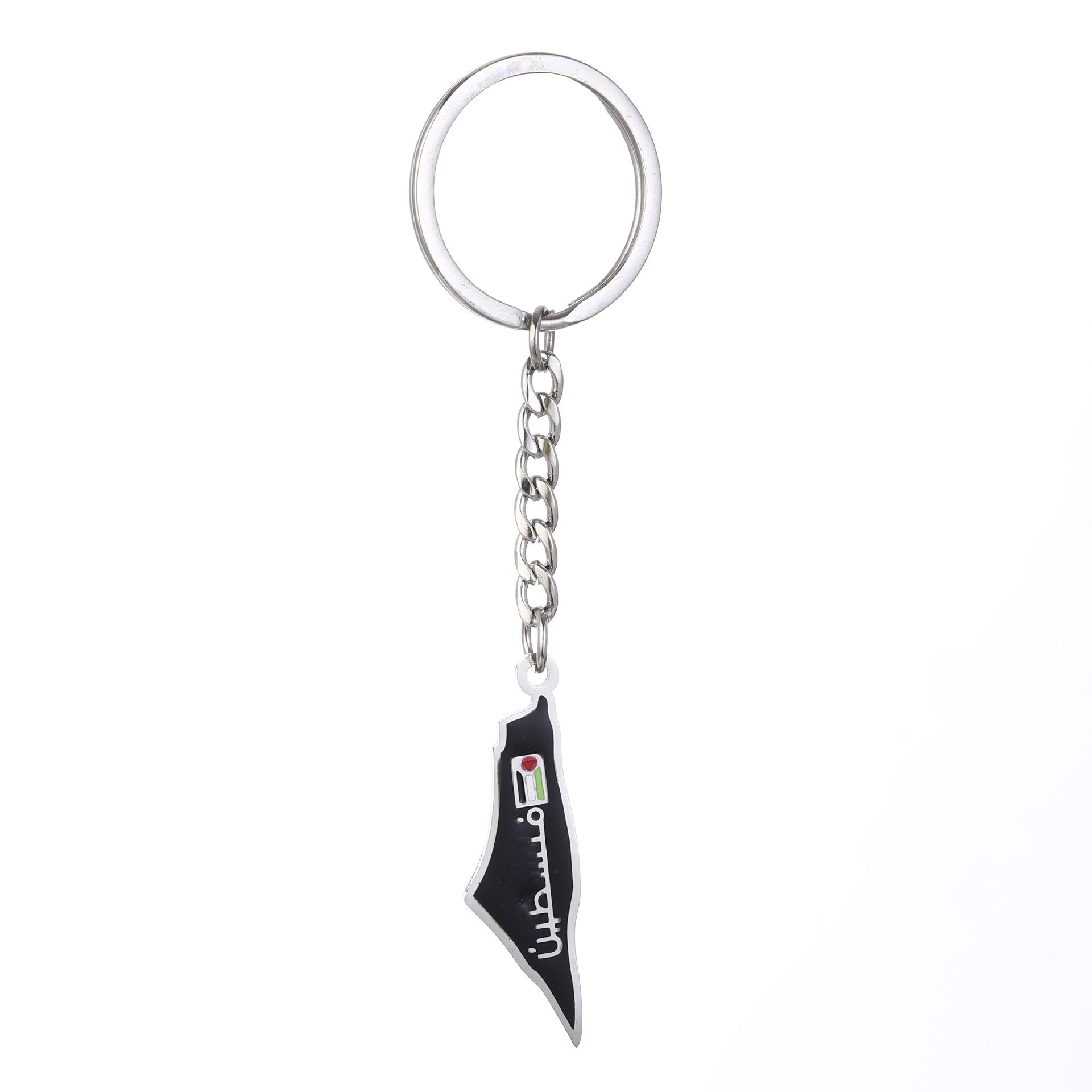 Stainless steel keychain featuring a Palestine map flag design by American Smart - EP, suitable for men and women.