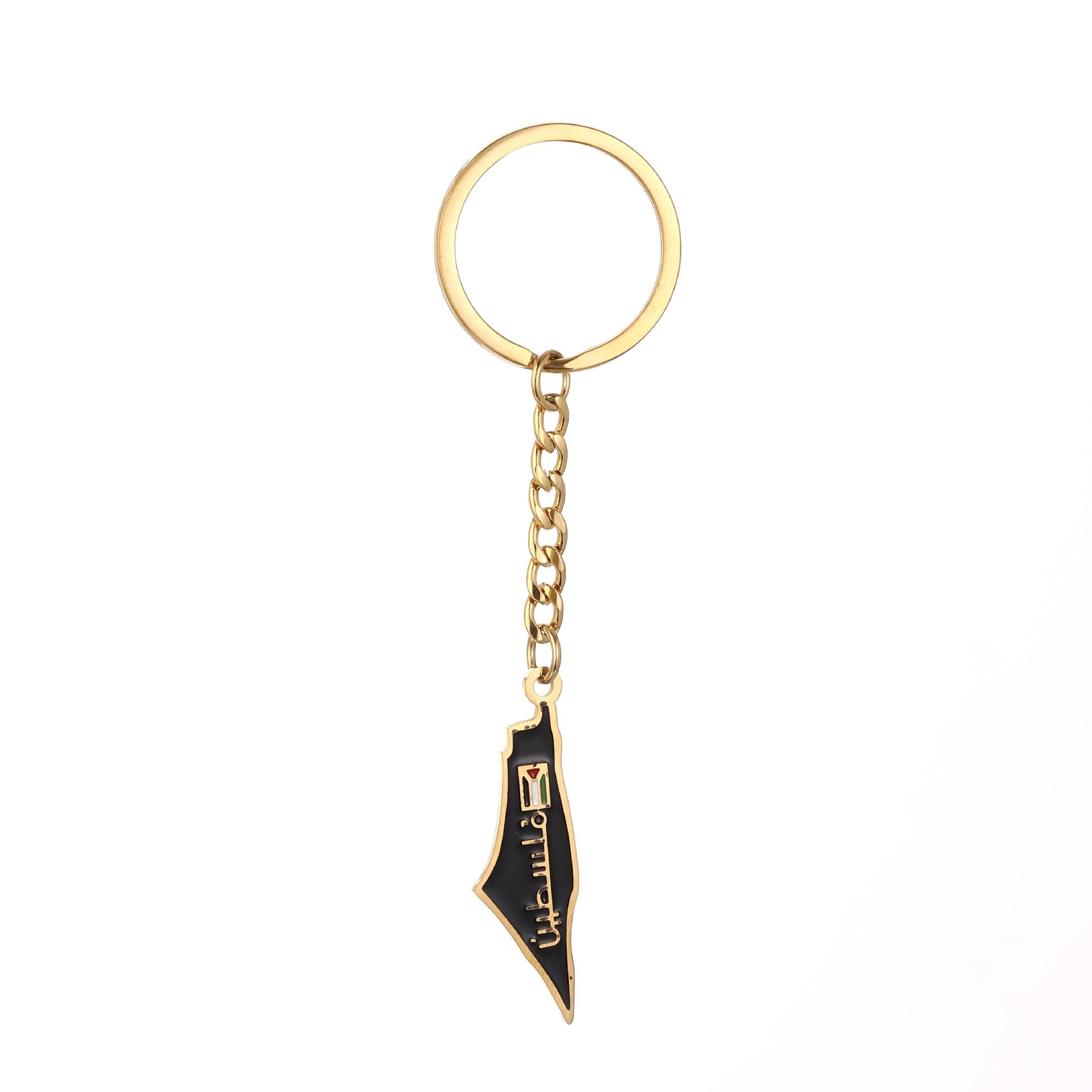 Palestine map flag drip oil stainless steel keychain with American Smart - EP branding, designed for men and women.