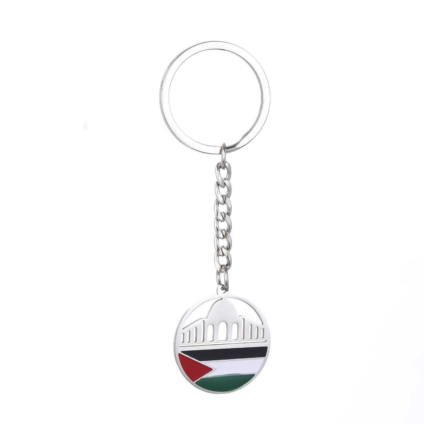 Palestine map flag drip oil stainless steel keychain with keys, stylish men's and women's fashion accessory by American Smart EP