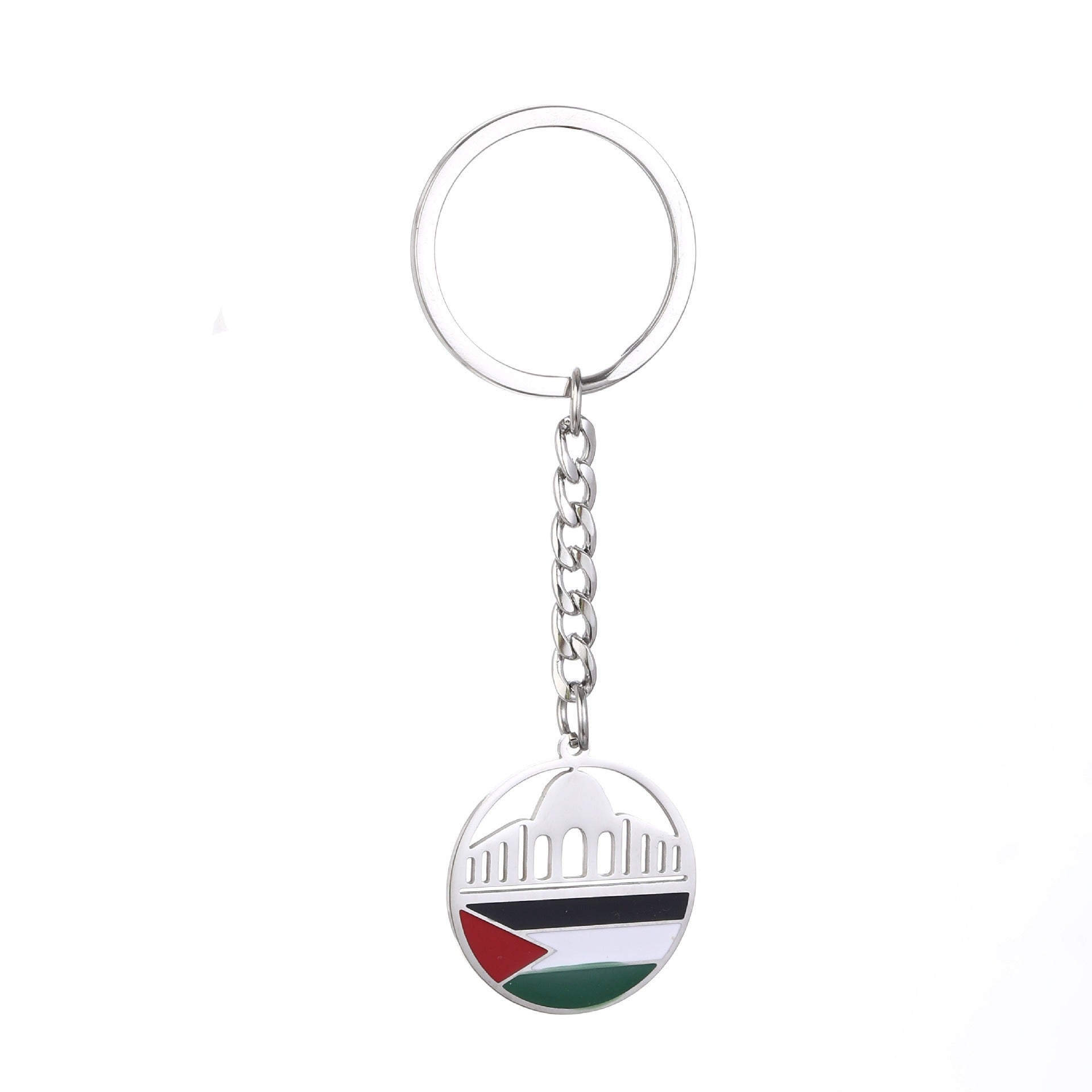 Palestine map flag drip oil stainless steel keychain with keys, stylish men's and women's fashion accessory by American Smart EP