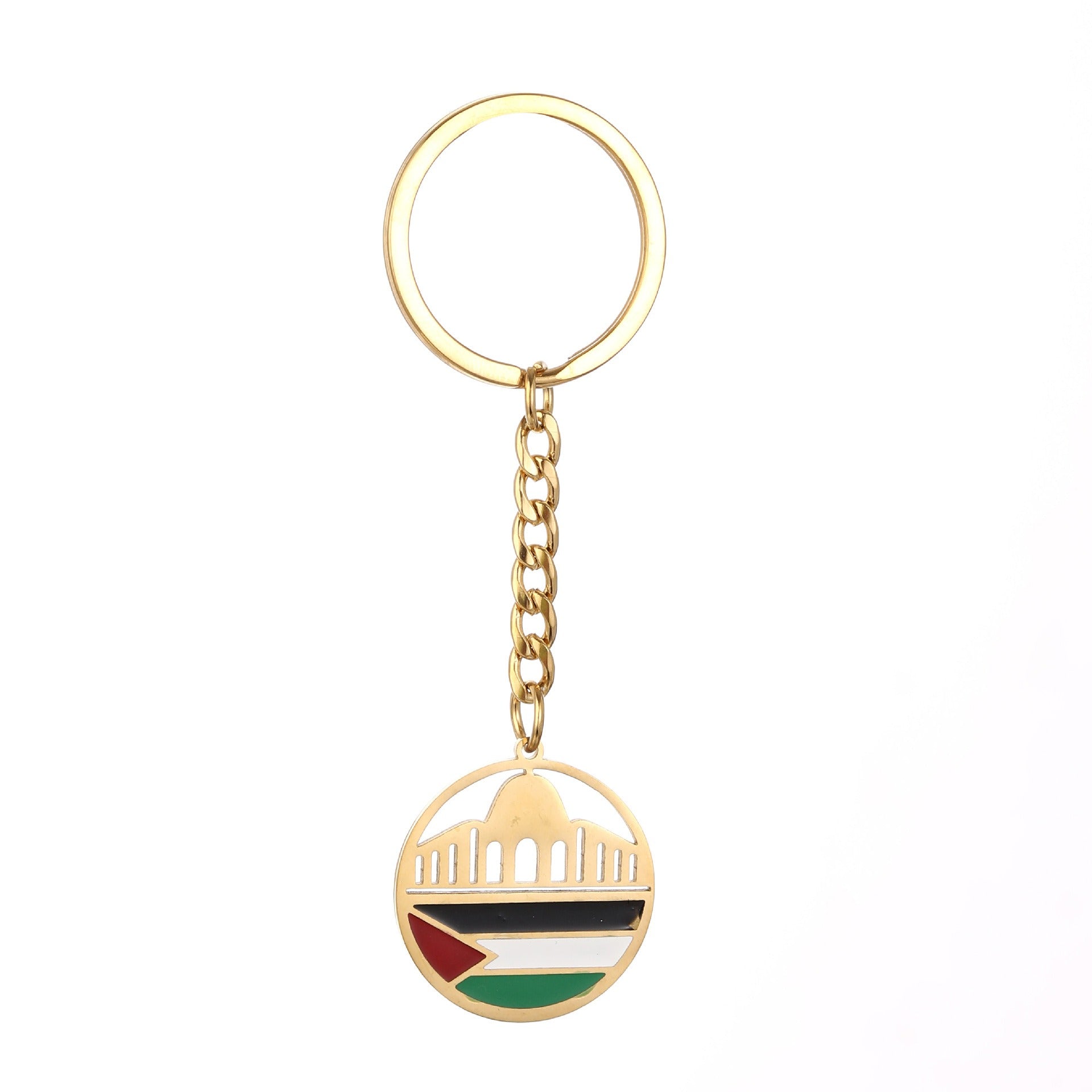 Palestine map flag drip oil stainless steel keychain with American Smart EP branding, designed for men and women.