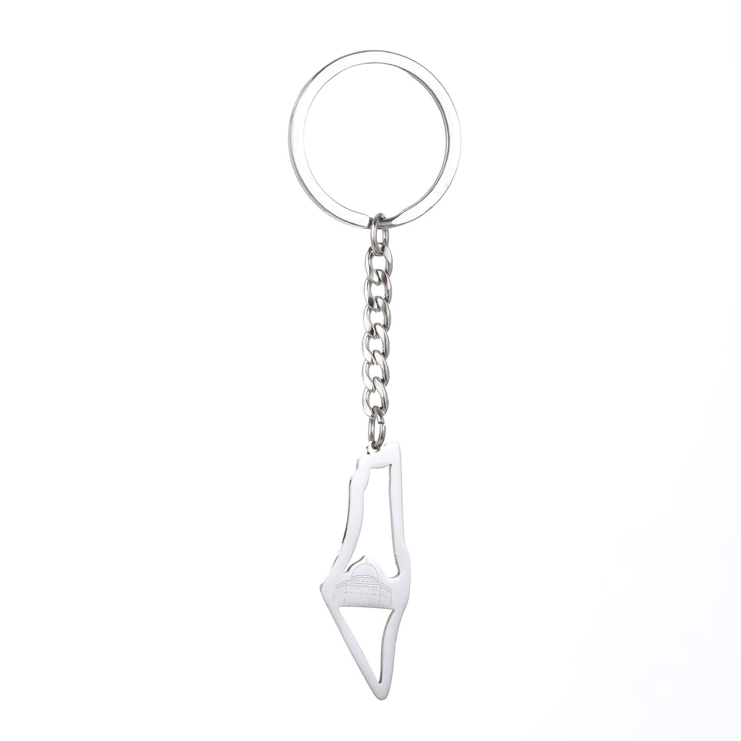 Stainless steel keychain featuring Palestine map flag drip oil design, suitable for men's and women's keys, by American Smart - EP.