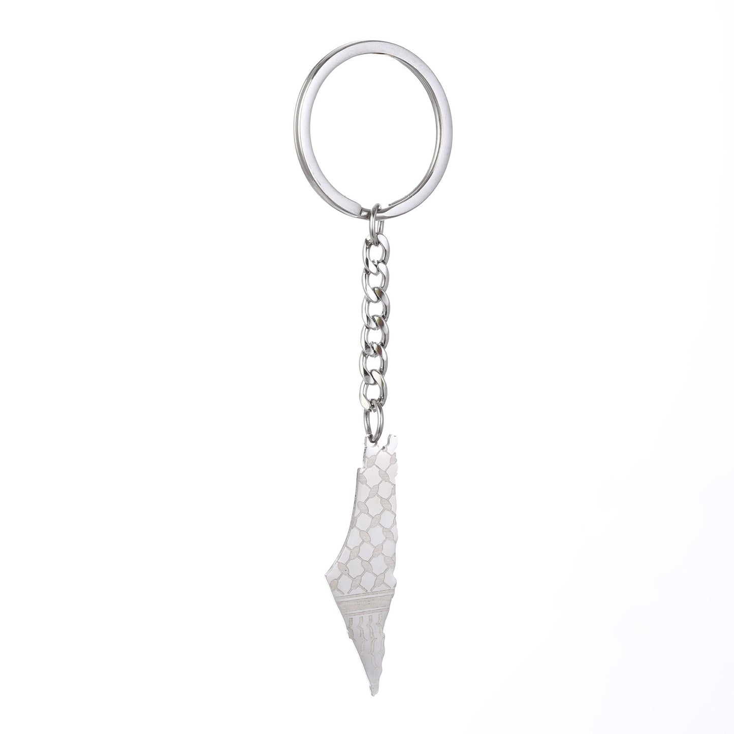 Stainless steel keychain featuring Palestine map flag design, suitable for men and women, by American Smart - EP.
