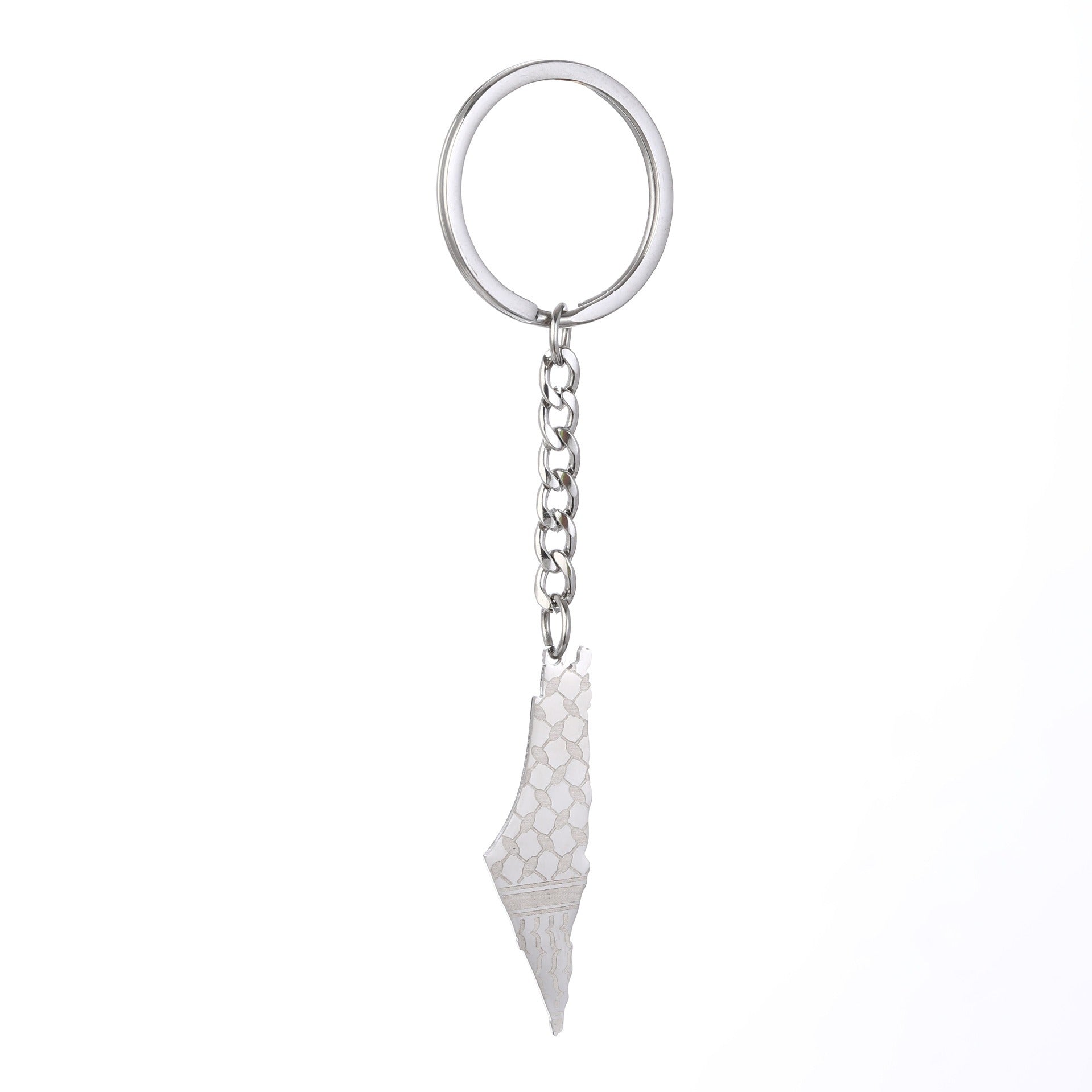 Stainless steel keychain featuring Palestine map flag design, suitable for men and women, by American Smart - EP.