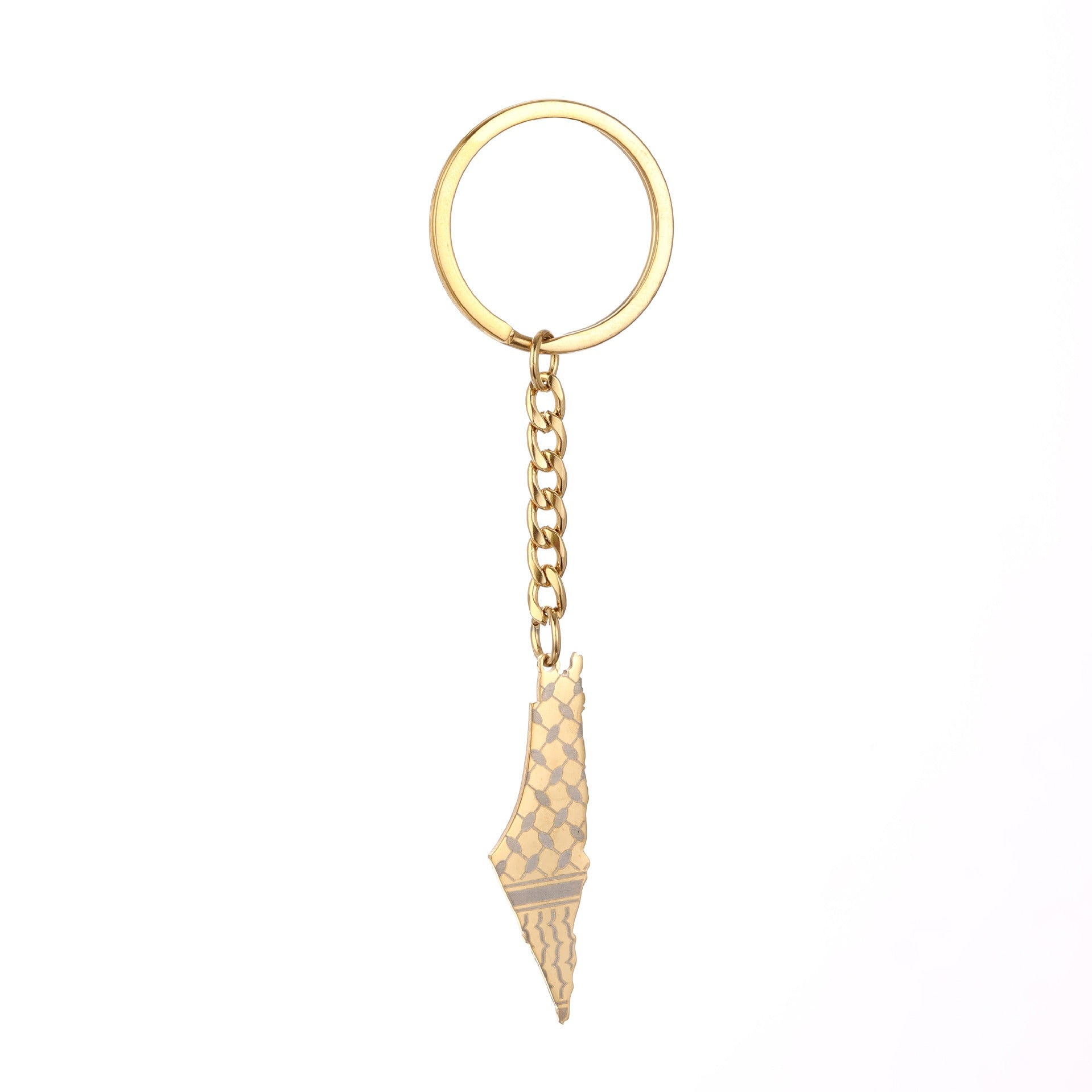 Stainless steel Palestine map flag drip oil keychain with American Smart - EP branding, designed for men and women.