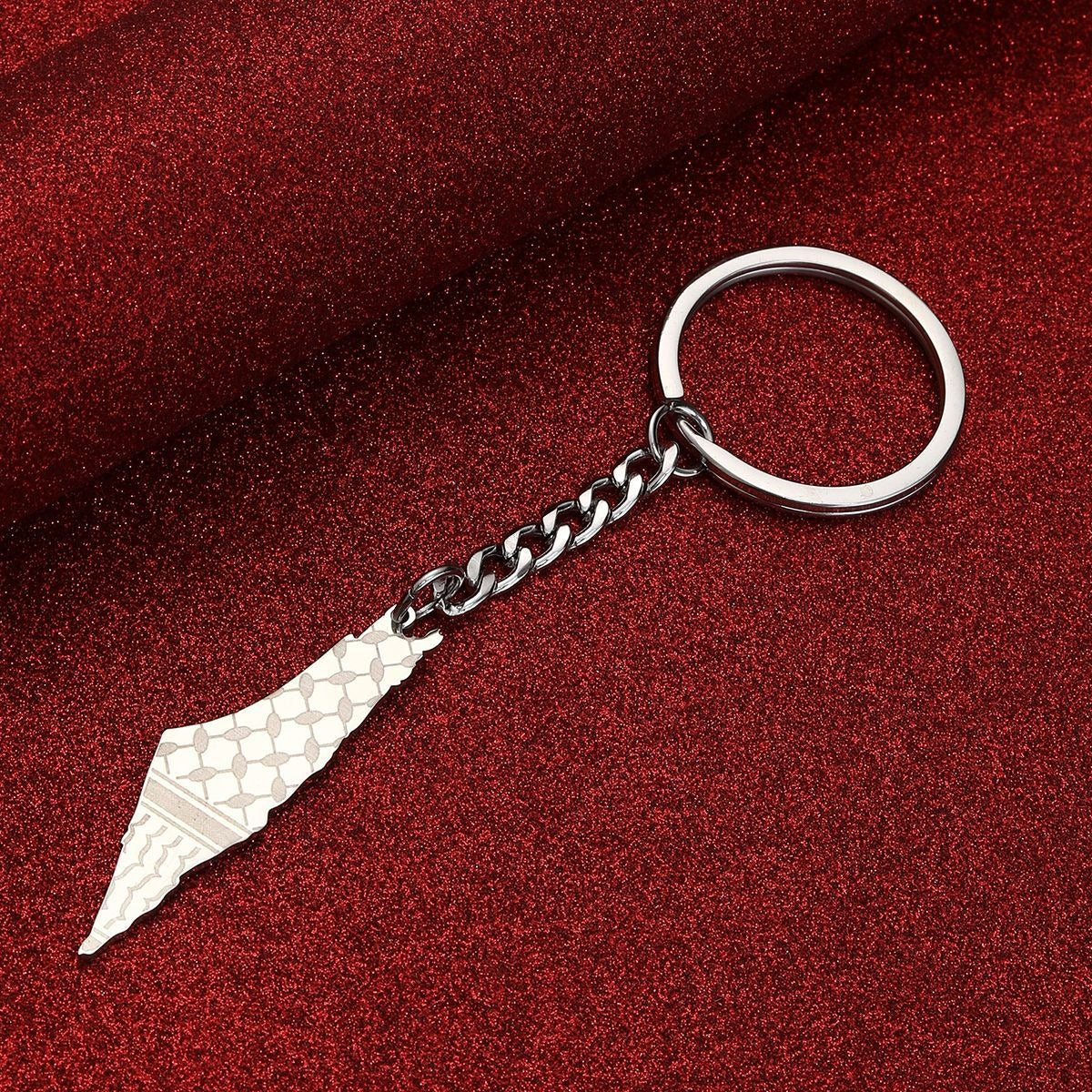 Stainless steel Palestine map flag drip oil keychain with American Smart EP branding, suitable for men and women.