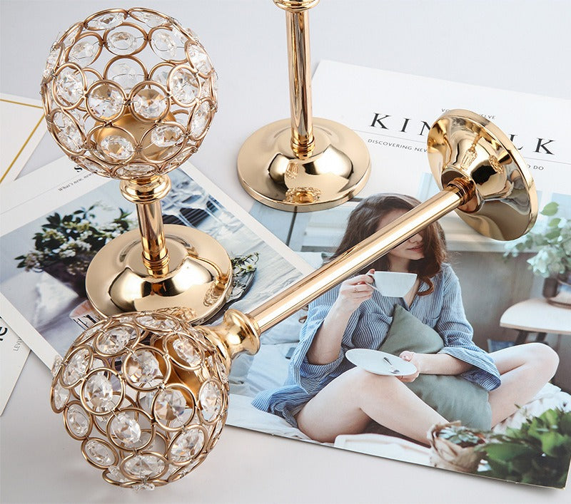 European mini crystal candlestick by American Smart, featuring creative metal design, perfect for wedding or home candlelight decor.