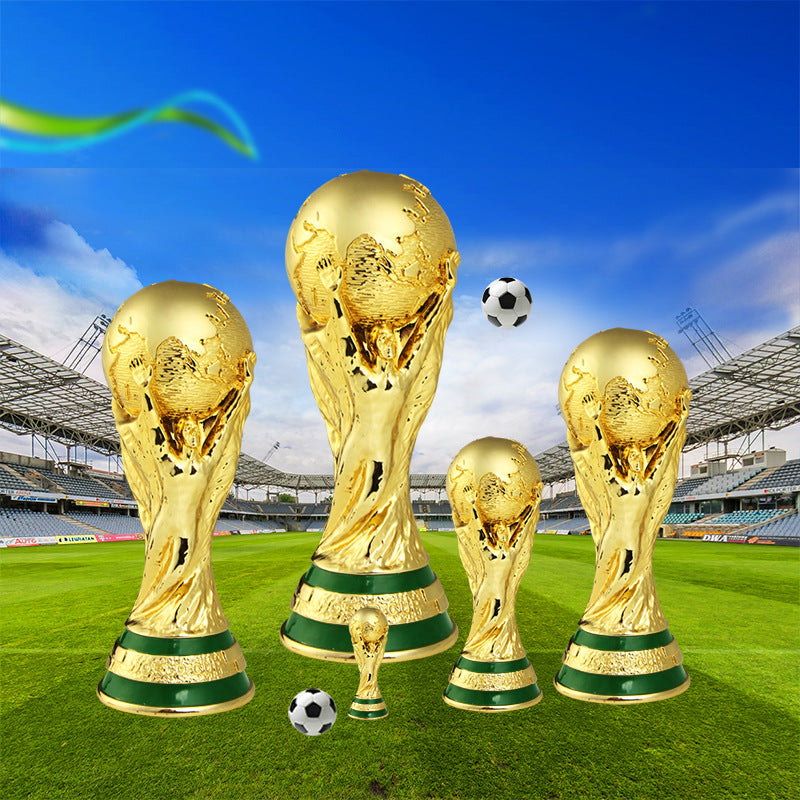 Resin model of the World Cup Hercules Cup trophy, featuring detailed craftsmanship and a football motif for sports commemorations.