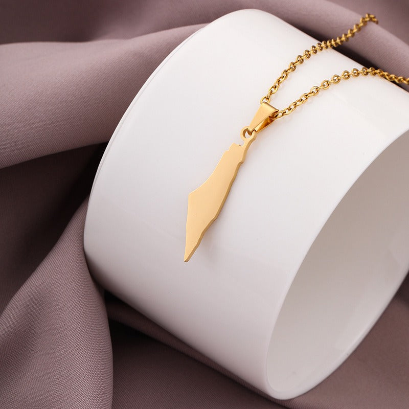 Stainless steel Palestine pendant necklace featuring a fashion-forward personality design by American Smart - EP.