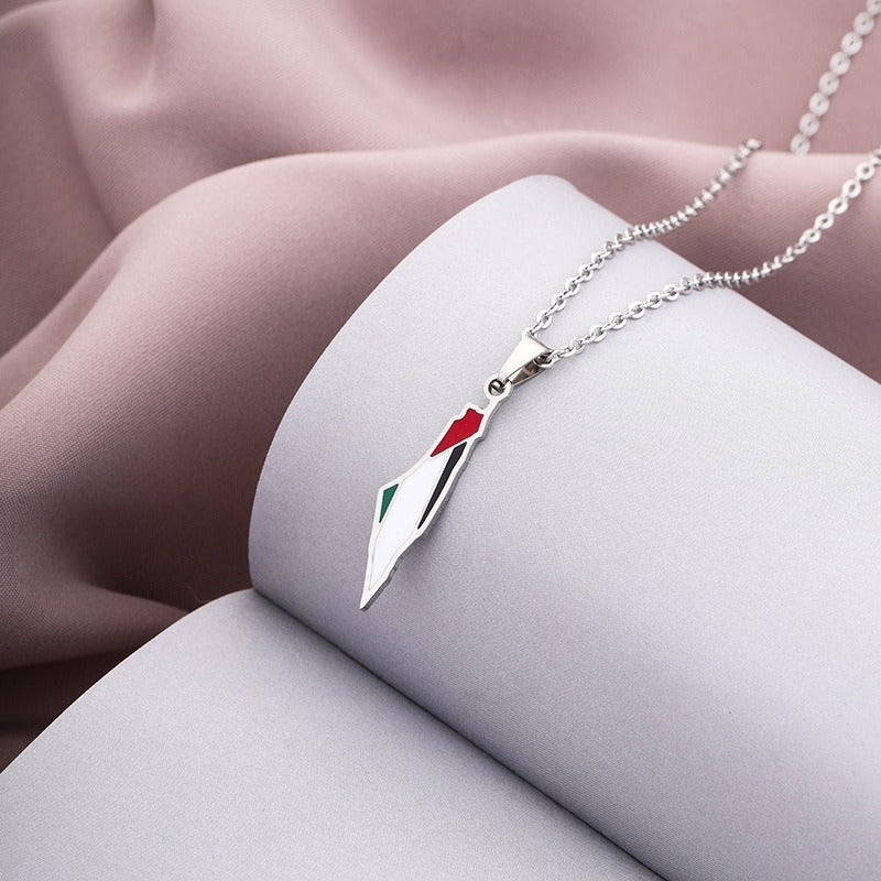 Stainless steel Palestine pendant necklace featuring a fashion-forward personality design, by American Smart - EP.