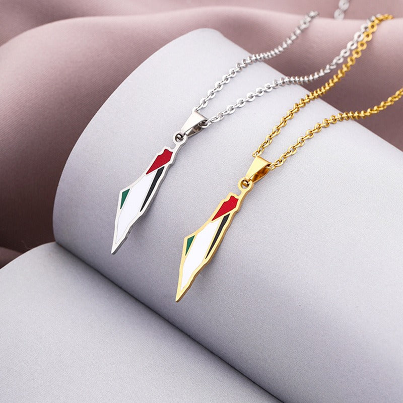 Stainless steel Palestine pendant necklace featuring a fashion-forward personality design, by American Smart EP.