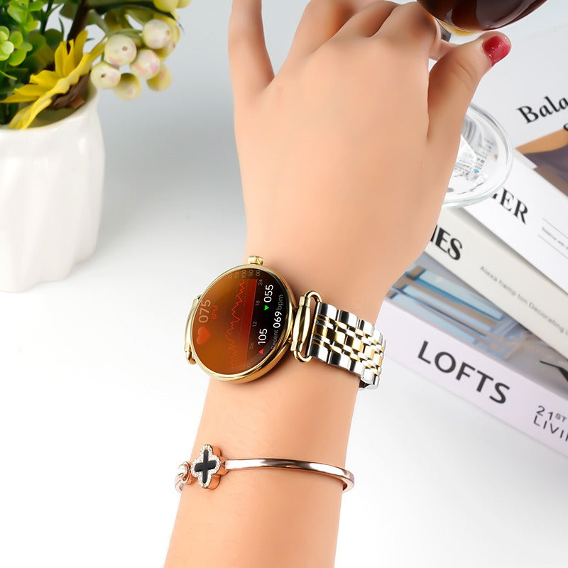 Women's American Smart Bluetooth smartwatch with heart rate, blood oxygen, sleep tracking, and sports health monitoring features.