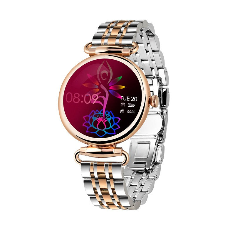 American Smart women's smartwatch with Bluetooth call, heart rate, blood oxygen, sleep tracking, and sports health monitoring features.
