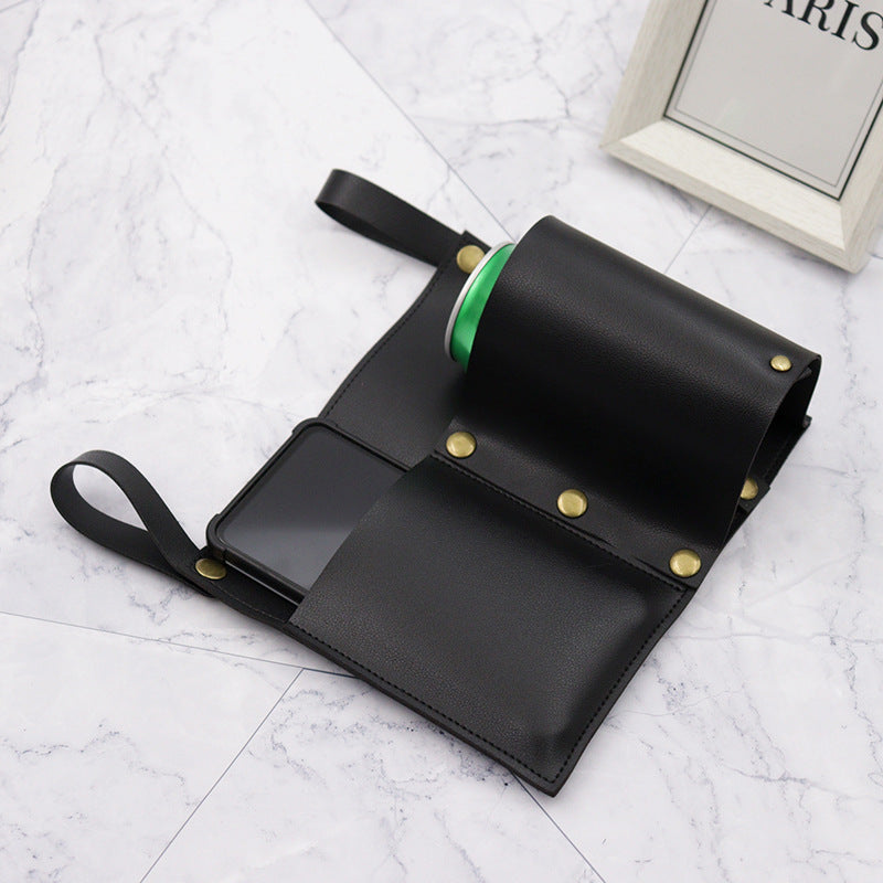 Camping chair leather storage bag mobile phone beer beverage storage bag outdoor chair side bag miscellaneous storage - American Smart