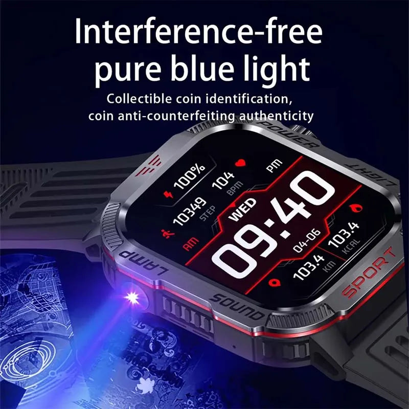 American Smart GZYR 2.01-inch screen men's smartwatch with Bluetooth calls, heart rate, blood oxygen, waterproof, sports design
