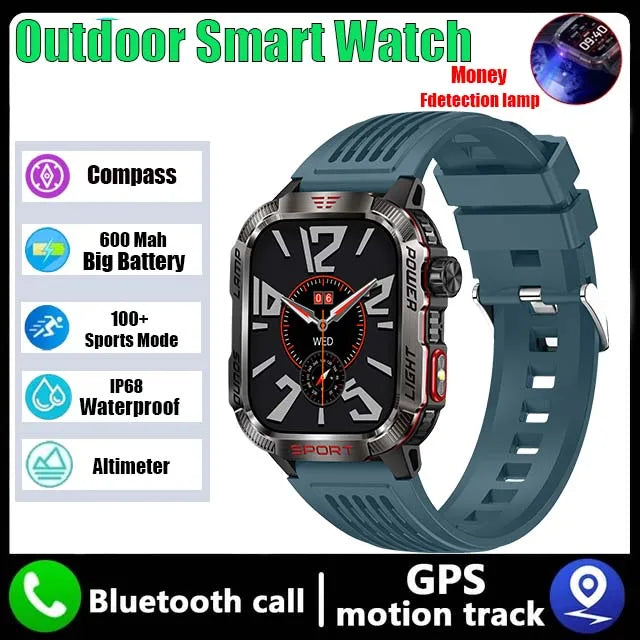American Smart GZYR 2.01-inch screen men's smartwatch with Bluetooth call, sports waterproof design, heart rate and blood oxygen monitor