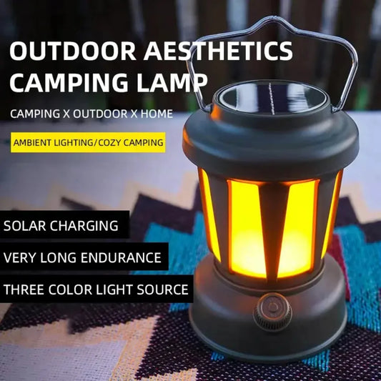 American Smart outdoor solar rechargeable camping light with multifunctional LED strong light and tent atmosphere lighting.
