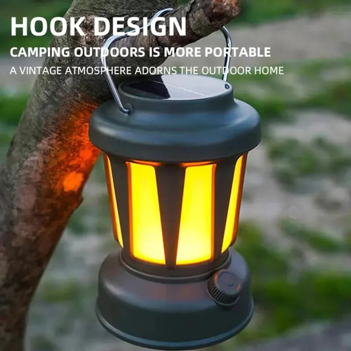American Smart outdoor solar rechargeable camping light with multifunctional LED, strong illumination, and camping atmosphere tent lighting.